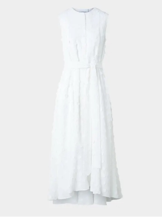 Akris Punto Dresses & Skirts - Akris Punto White Sleeveless Dot-Organza High-Low Dress